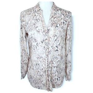 CANDIE'S PINK SNAKE PRINT BUTTON DOWN TOP SZ.S EUC.